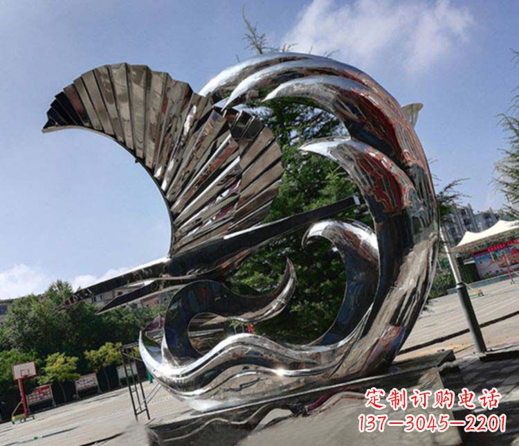保定不锈钢帆船雕塑象征海上生活的艺术精品