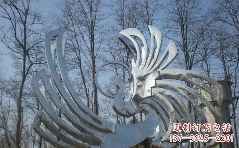 保定不锈钢抽象凤凰雕塑 (4)