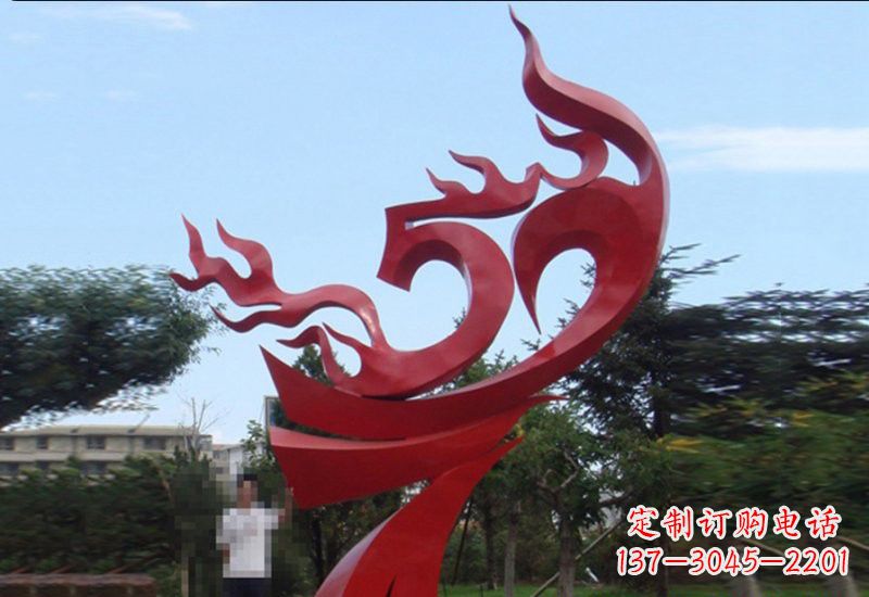 保定不锈钢凤凰涅槃雕塑——象征着新生