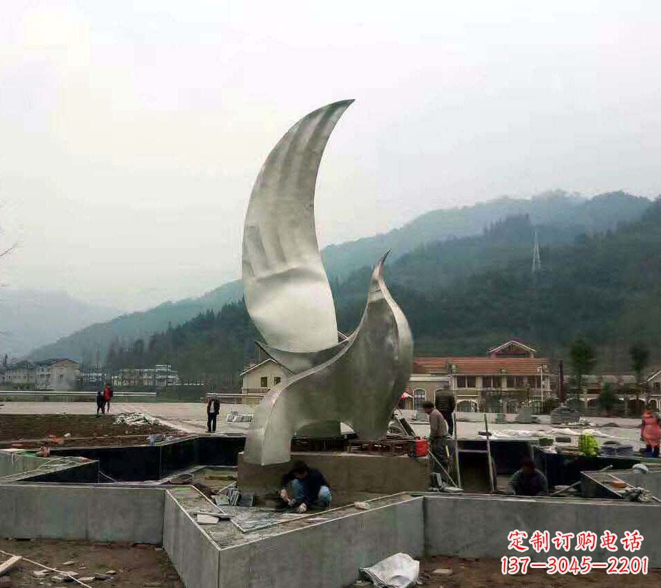 保定不锈钢抽象鸽子雕塑1