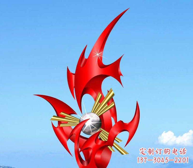 保定不锈钢火苗雕塑