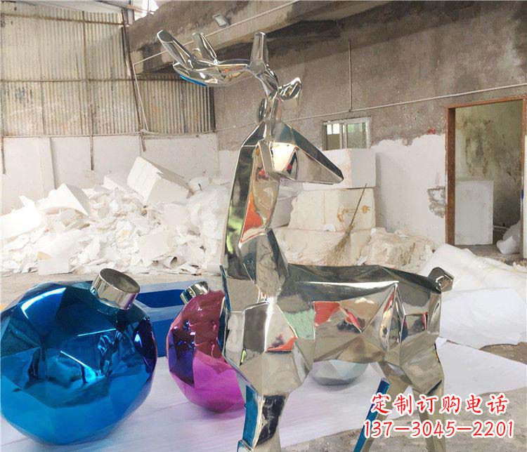 保定不锈钢梅花鹿雕塑
