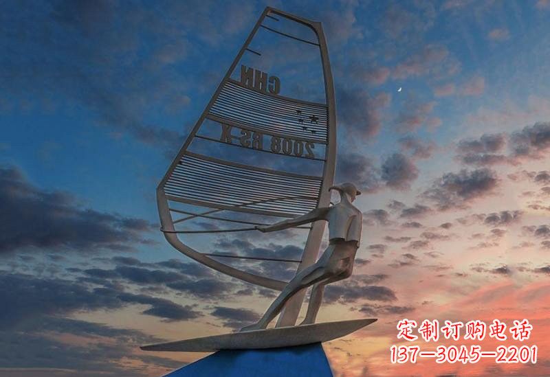 保定不锈钢抽象驾驶帆船人物雕塑