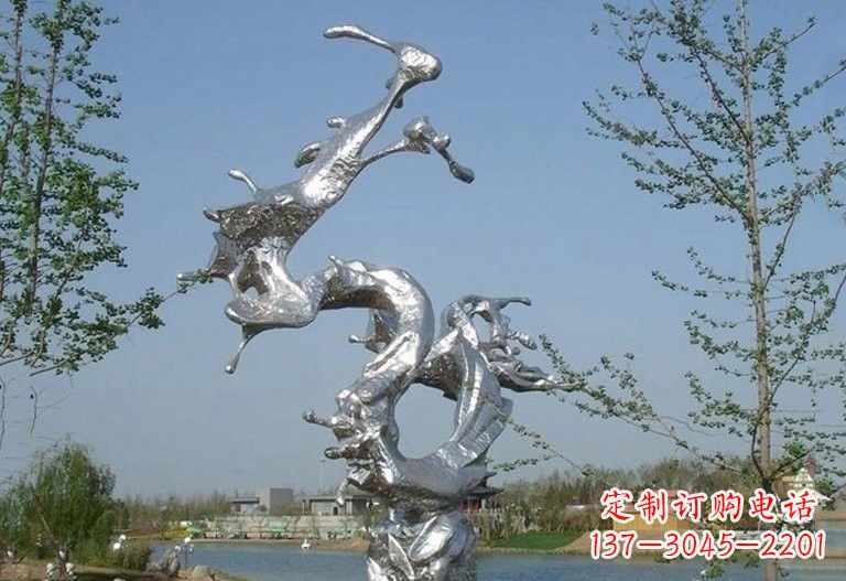 保定不锈钢蛟龙出海雕塑