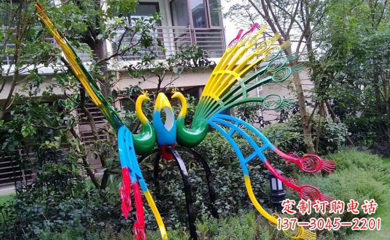 保定不锈钢抽象孔雀雕塑 (4)