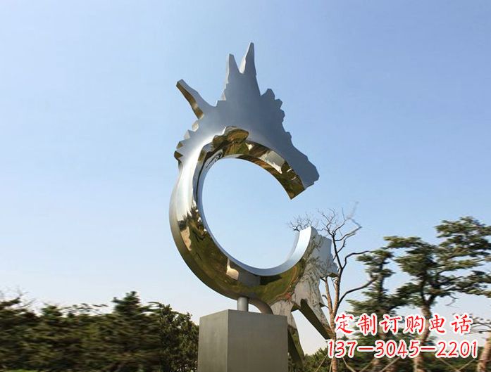 保定不锈钢抽象龙头雕塑