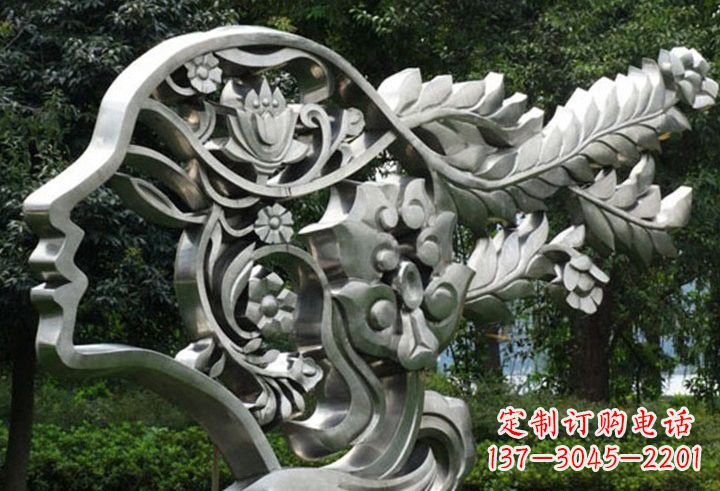 保定不锈钢抽象美女轮廓雕塑