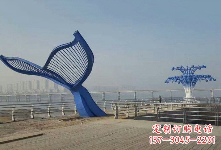 保定不锈钢抽象喷水鲸鱼雕塑