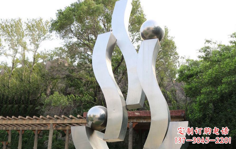 保定不锈钢飘带雕塑美化小区景观