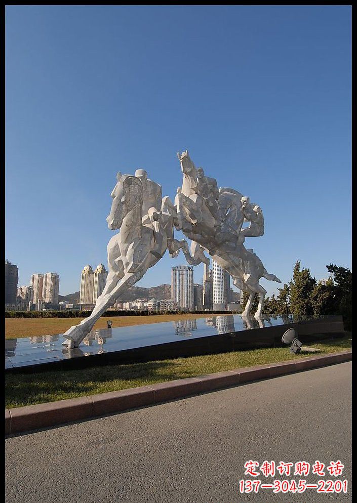 保定不锈钢骑马雕塑精美的艺术品