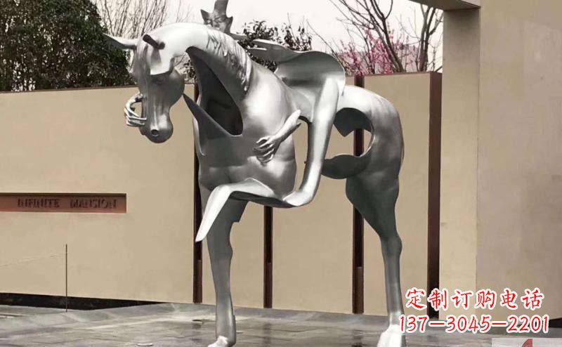 保定不锈钢抽象人骑马雕塑