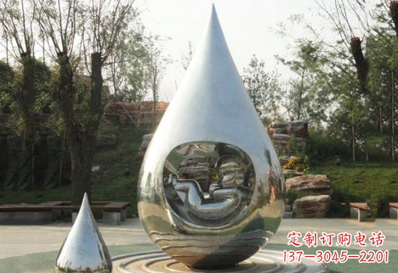 保定不锈钢水滴雕塑缔造生命之源