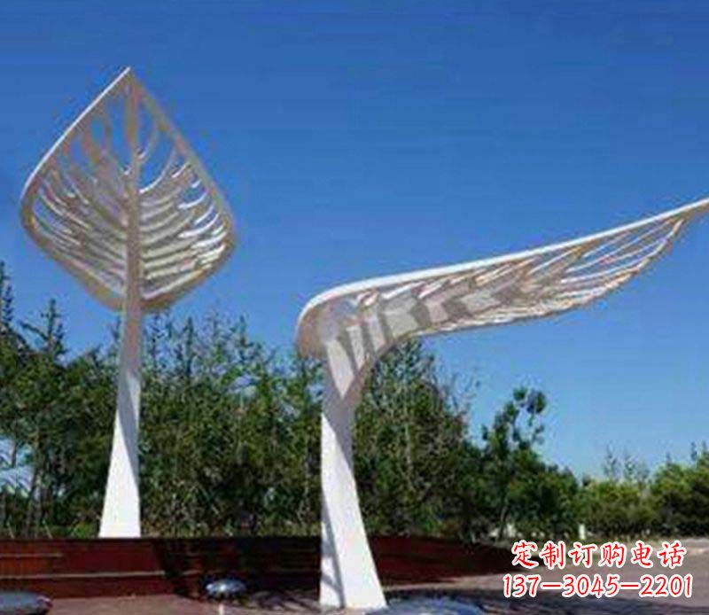 保定精美不锈钢树叶雕塑