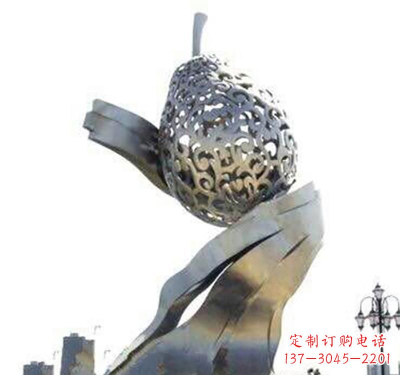 保定不锈钢梨雕塑艺术结合精美外形