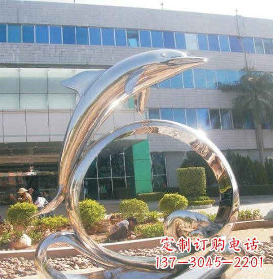 保定不锈钢海豚雕塑精致而灵动