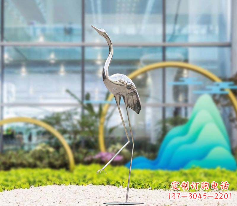 保定不锈钢仙鹤雕塑传承中国古典文化