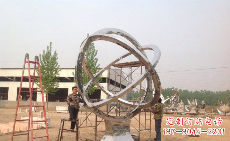 保定不锈钢抽象圆环雕塑 (2)