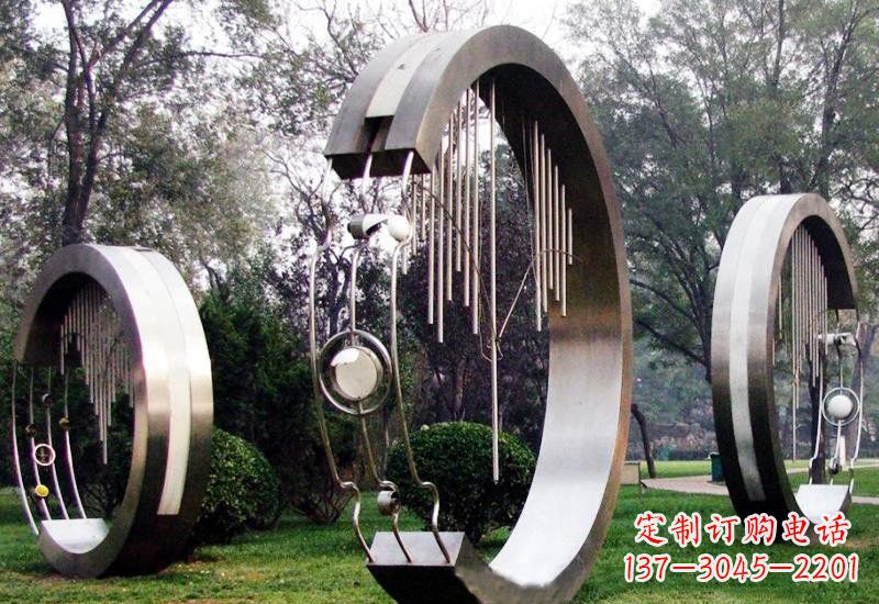 保定不锈钢抽象圆环聆听雕塑