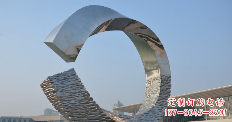 保定不锈钢抽象圆环广场景观雕塑