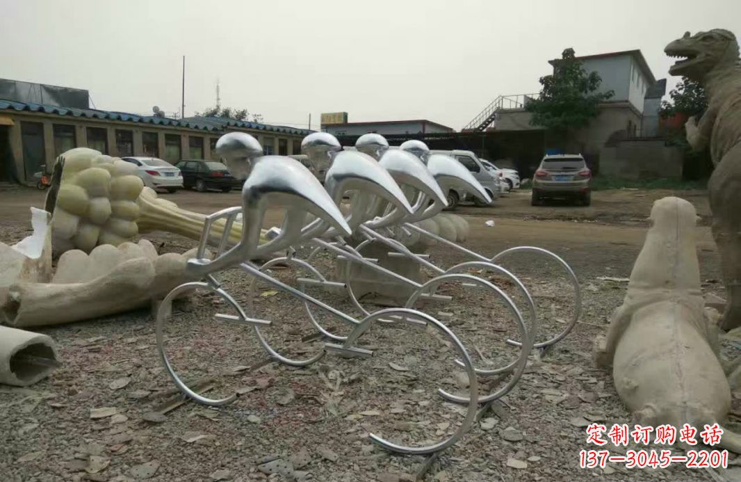 保定不锈钢抽象自行车人物雕塑
