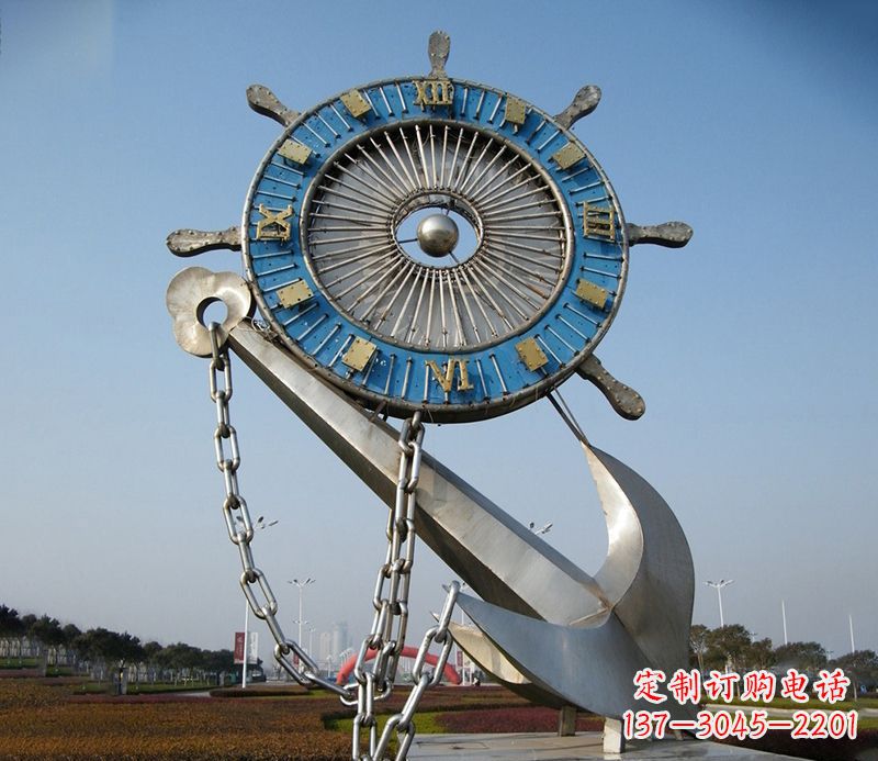 保定不锈钢船舵雕塑 广场