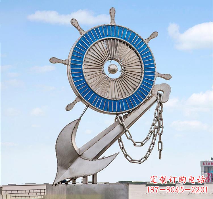 保定不锈钢船舵雕塑2