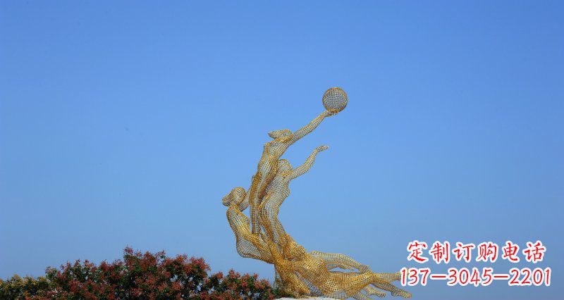 保定不锈钢打篮球的女孩公园景观雕塑