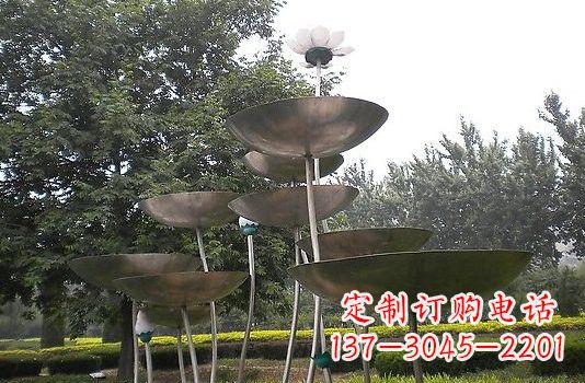 保定不锈钢大型抽象荷花荷叶雕塑