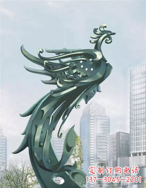 保定不锈钢大型凤凰雕塑美丽而神秘