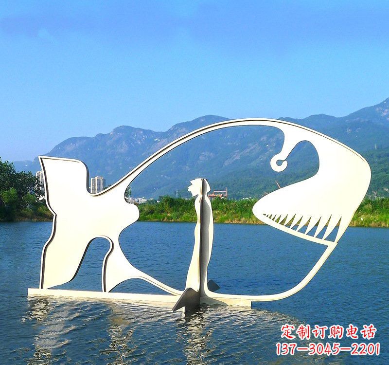 保定不锈钢大型抽象鲸鱼雕塑