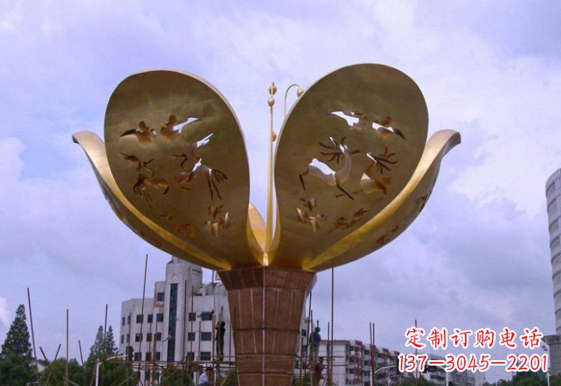 保定大型不锈钢紫荆花雕塑