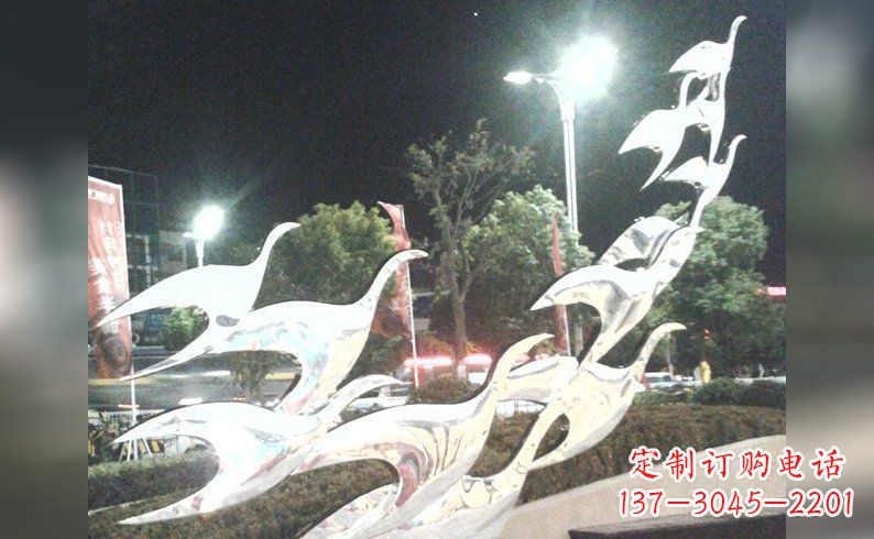 保定不锈钢大雁雕塑——灿烂的翱翔