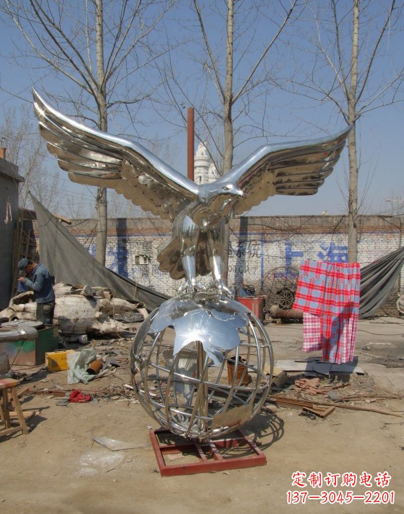 保定老鹰雕塑不锈钢大展鸿图