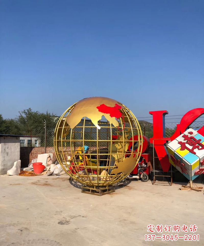 保定不锈钢地球仪雕塑点缀校园景观