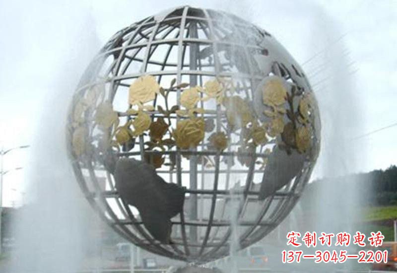 保定不锈钢地球仪雕塑象征着地球家园