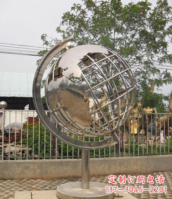 保定精美不锈钢地球仪雕塑点缀校园美景