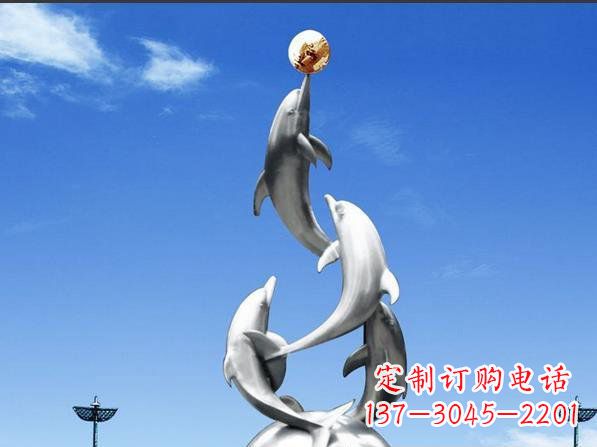 保定不锈钢海豚雕塑精致美观的艺术品
