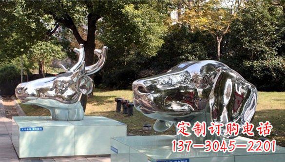 保定不锈钢动物十二生肖头象雕塑