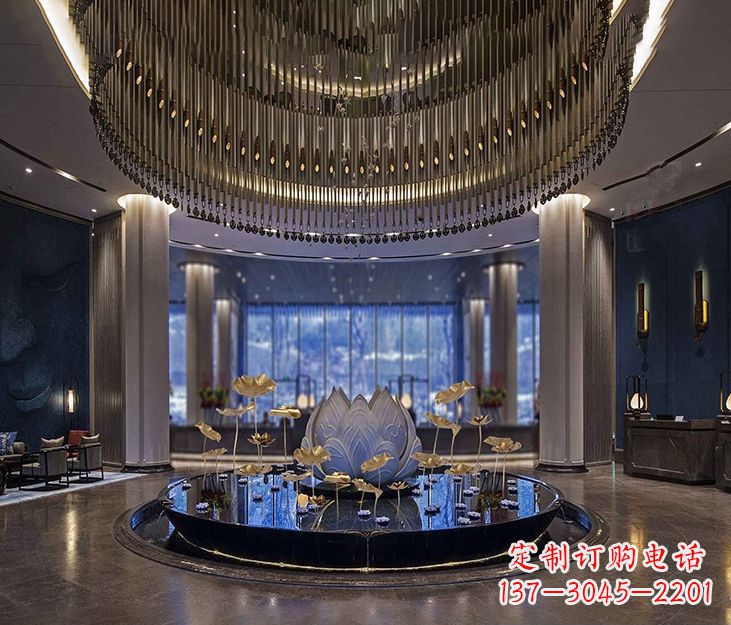 保定不锈钢锻造荷花雕塑精美无比