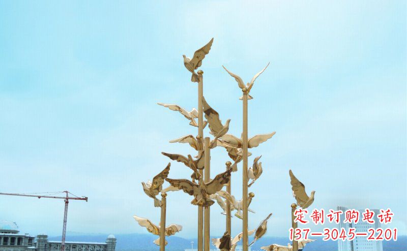 保定不锈钢飞翔的鸽子雕塑传递自由、和平的美好祝愿