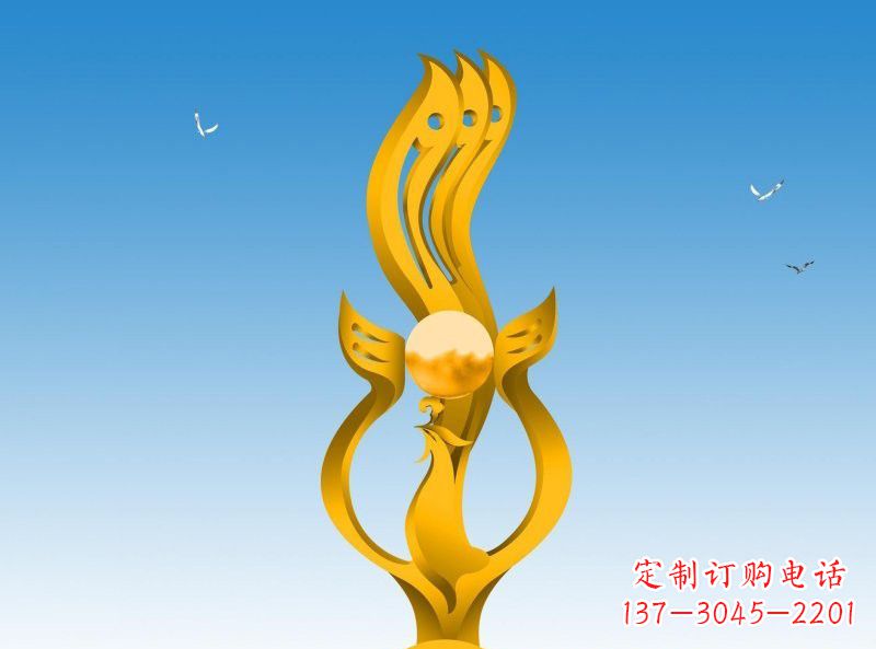 保定不锈钢凤凰雕塑灿烂外形,精美艺术