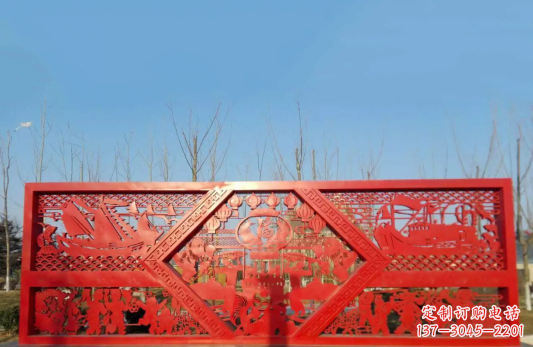 保定不锈钢福字剪纸广场景观雕塑