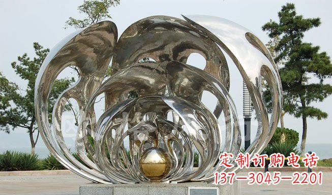保定不锈钢公园抽象贝壳珍珠雕塑