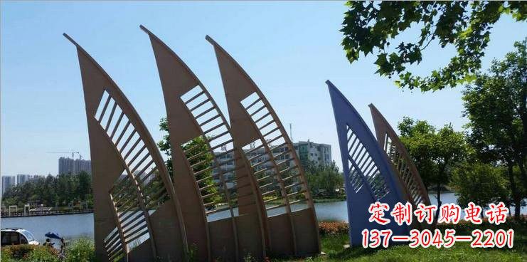 保定不锈钢公园抽象船帆雕塑