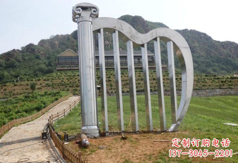 保定不锈钢公园大型抽象竖琴雕塑