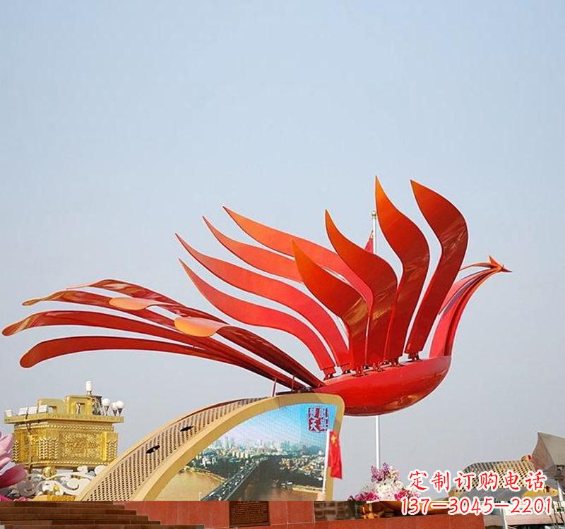 保定不锈钢凤凰雕塑——美丽的象征