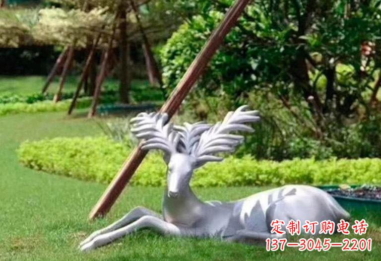 保定不锈钢公园动物大角鹿雕塑