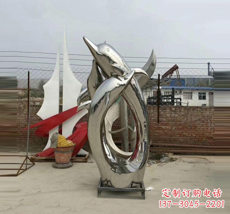 保定不锈钢海豚雕塑——象征着动物自由的象征