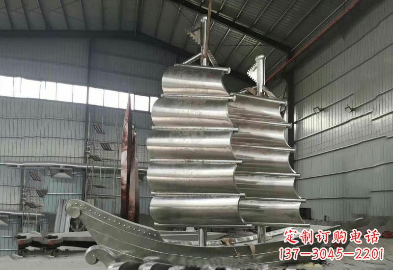 保定不锈钢帆船雕塑美丽的海洋艺术