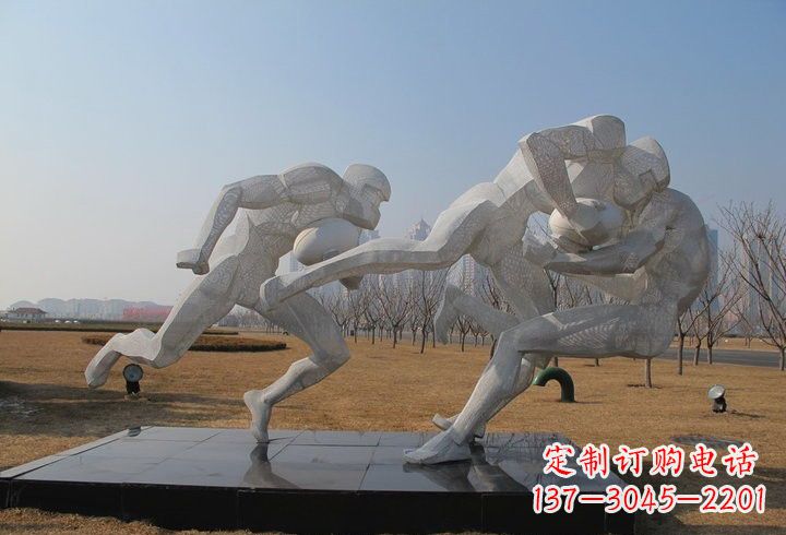 保定不锈钢橄榄球雕塑传承运动精神